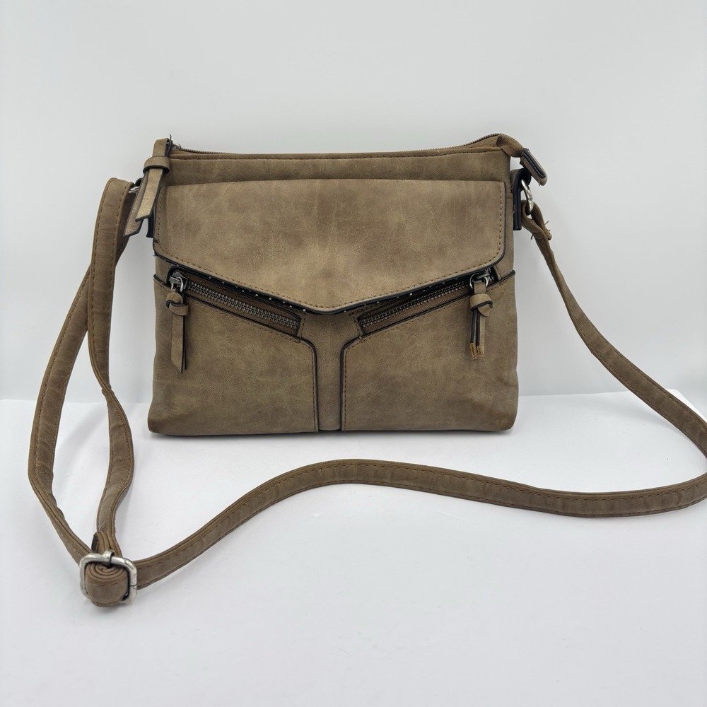 AMERICAN EAGLE By Payless Distressed Brown Faux-Leather Crossbody Purse
